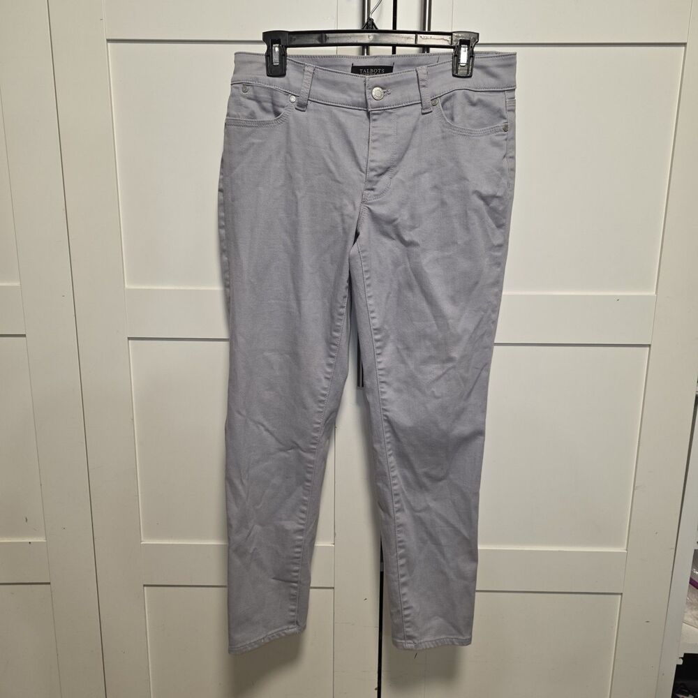 Talbots Womens Flawless Five Pocket Boyfriend Jean Gray Stretch Denim Size 6P